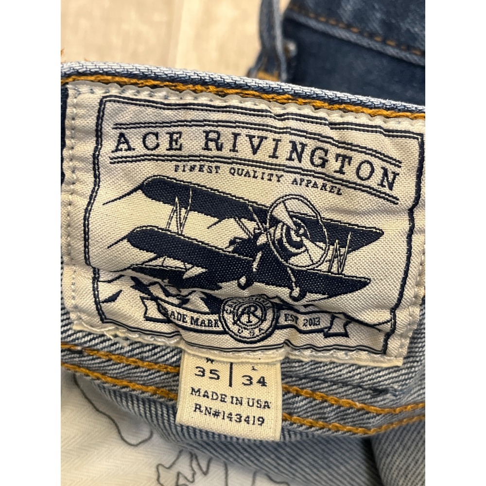 Ace Rivington PT17‎ Slim Taper Jeans Mens 35x34 Candiani Denim Medium Wash Blue